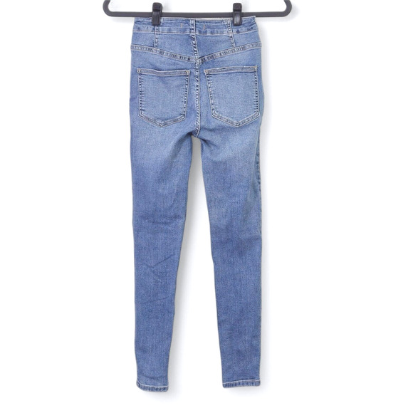 Free People Women’s Jeans 24 Coastal Retro Denim High Rise Sailor Button Front - Picture 2 of 13